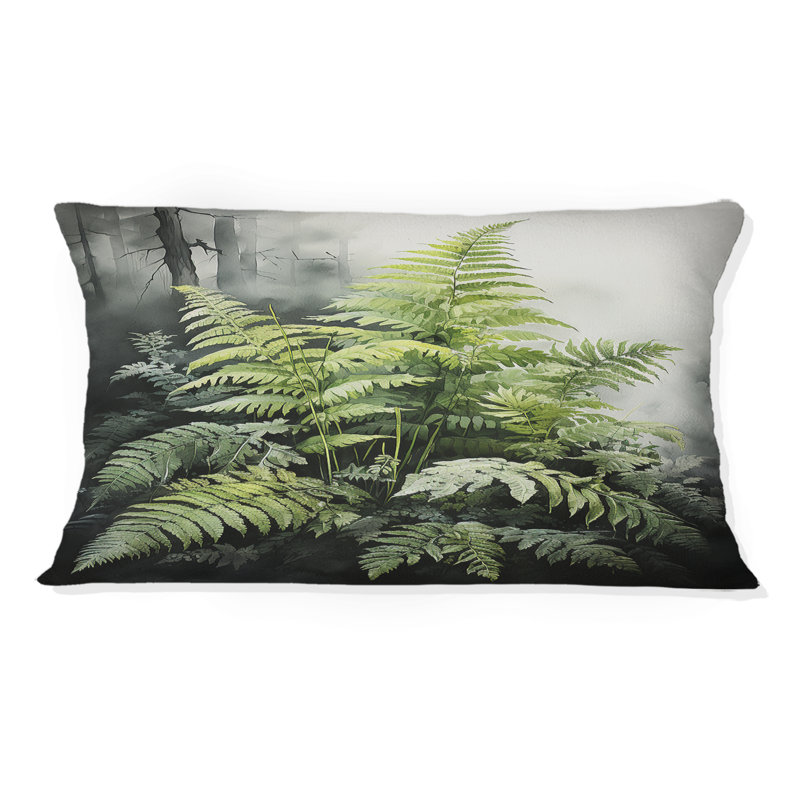 Coussin décoratif vert et noir Ferns Dynamic Contrast I - Ferns