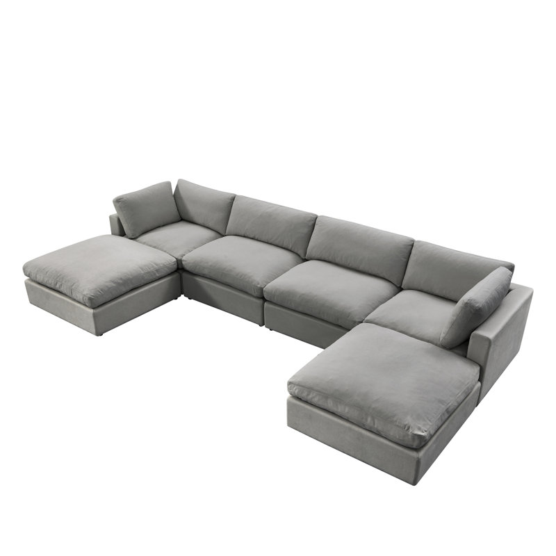 Canapé modulaire Elegance Judith, Gris 100% lin