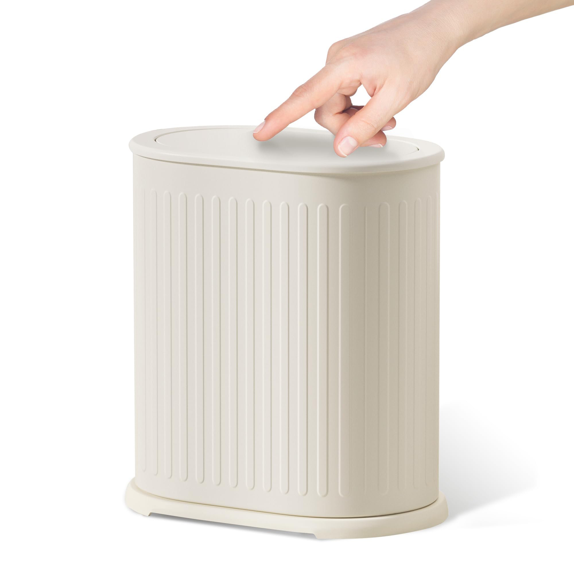 COOREL Stainless Steel Small Bathroom Trash Can With Pop Up Lid 9L/2.4