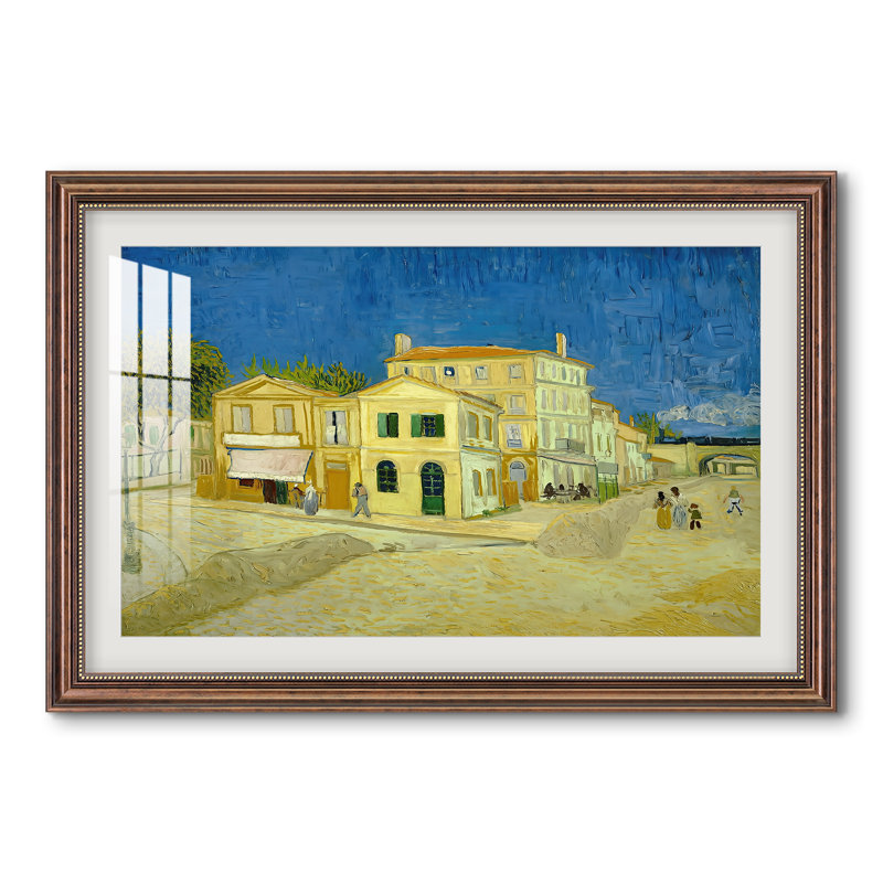 La Maison jaune (La Rue), 1888 - Vincent van Gogh - Reproduction encadrée sur mesure, 28x40 INNER SIZE, Acajou classique