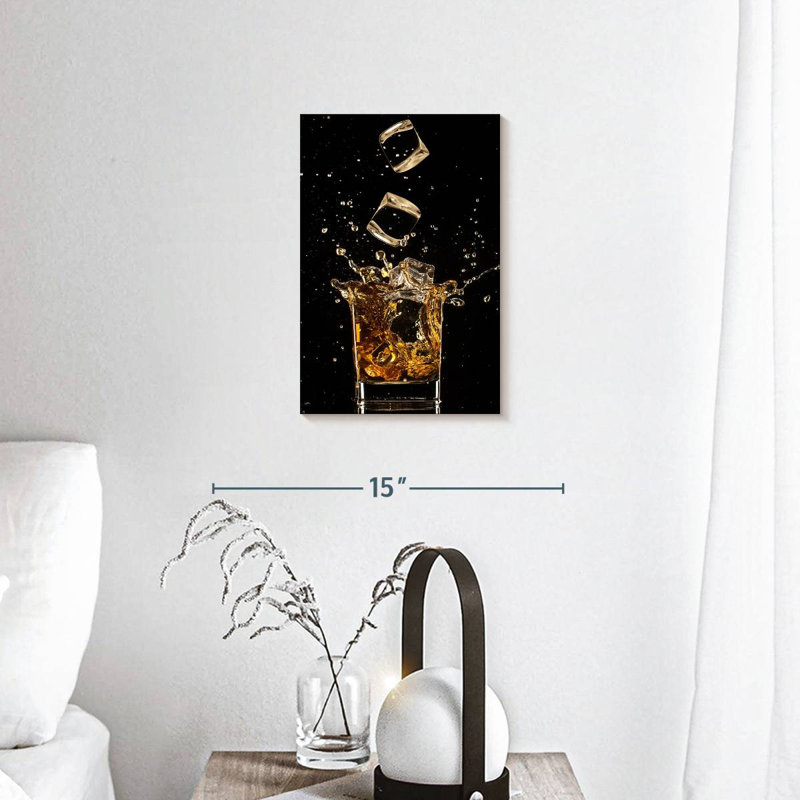 Whiskey Ice Splash Canvas Print, 8" H x 12" W x 1" D