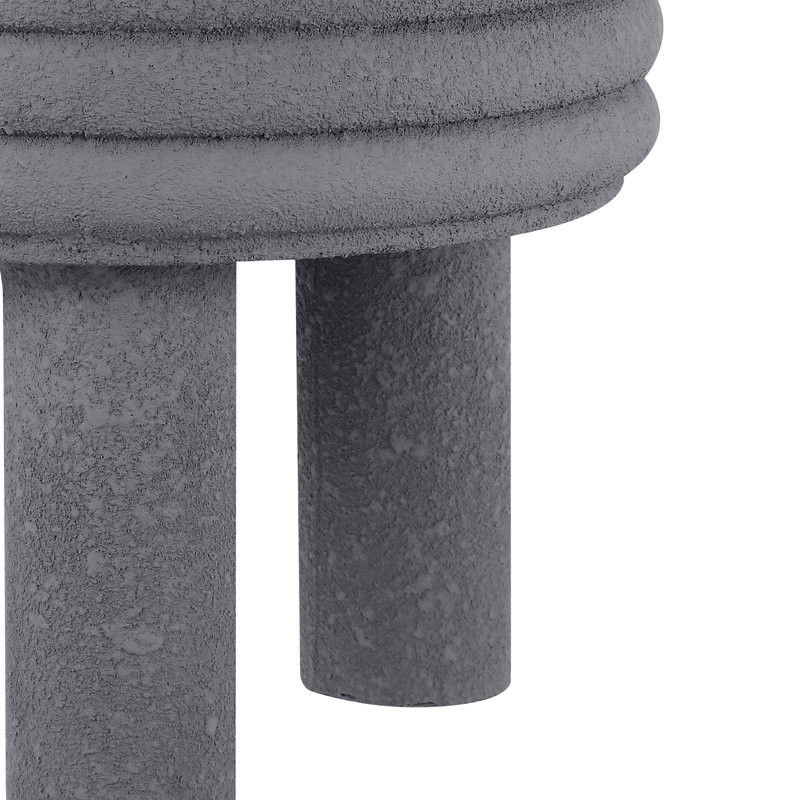 Rashida 18" Modern Round Polyresin Indoor Outdoor Accent Coffee Table, Weather Resistant Ribbed Stacked Ring, Gray Frosted