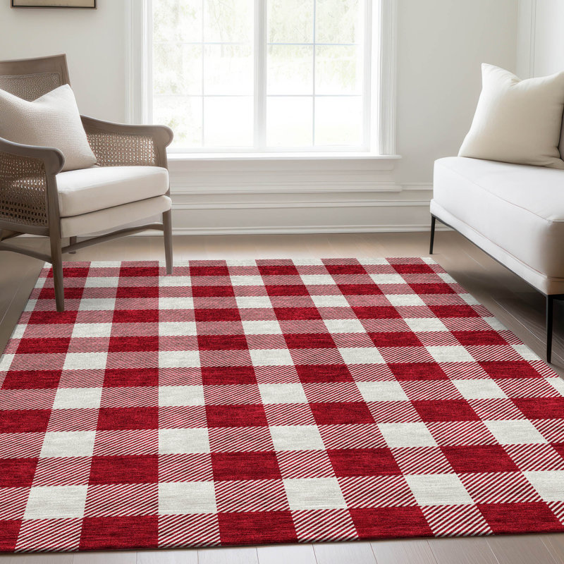 Tapis rouge Prisco lavable à la machine de qualité supérieure, Rectangle 10 pi x 14 pi