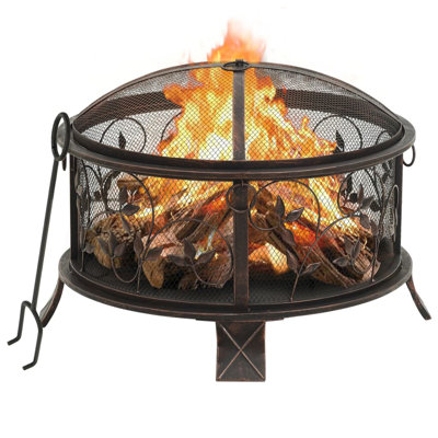 Gleeson Rustic Fire Pit with Poker 67.5 cm XXL Steel
