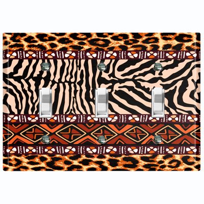 Couvercle de prise en métal pour interrupteur de lumière (motif safari tribal guépard africain - bascule simple)