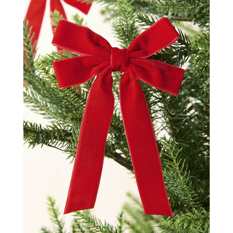 Red Velvet Double Bows Set of 20, 16.5cm