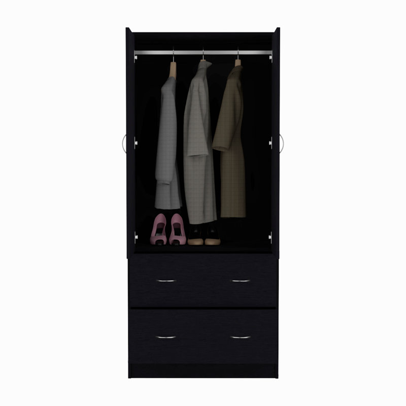 Armoire 2 portes 2 tiroirs, Black