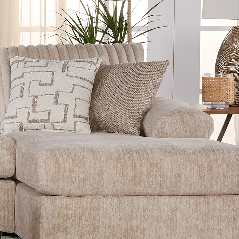 Latitude Run Oliwier Wide Wale Corduroy Sectional Sofa Chaise with Ottoman, Parchment Corduroy