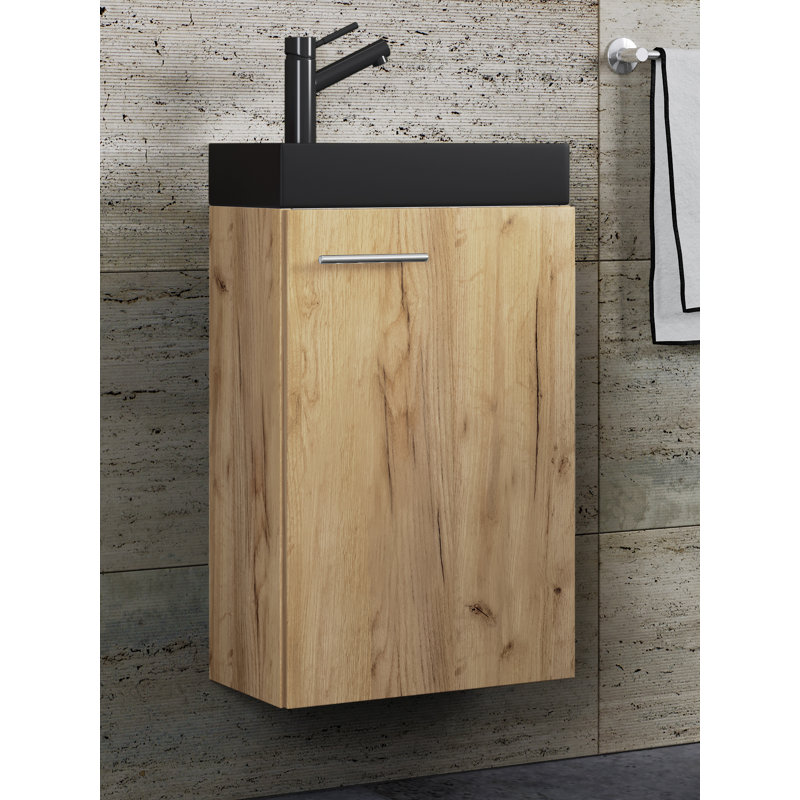 Ranisav Bathroom Vanity with Basin, Black and wood