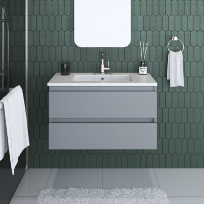 Ensemble de meuble-lavabo simple mural flottant en acrylique 36 po Salt [20D]
