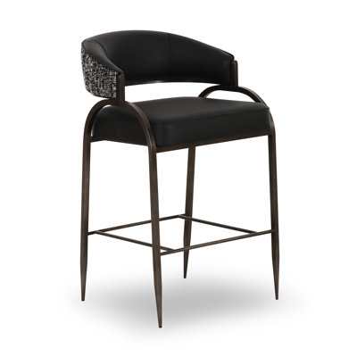 Tatum Black Vegan Leather 2-Tone Counter Stool