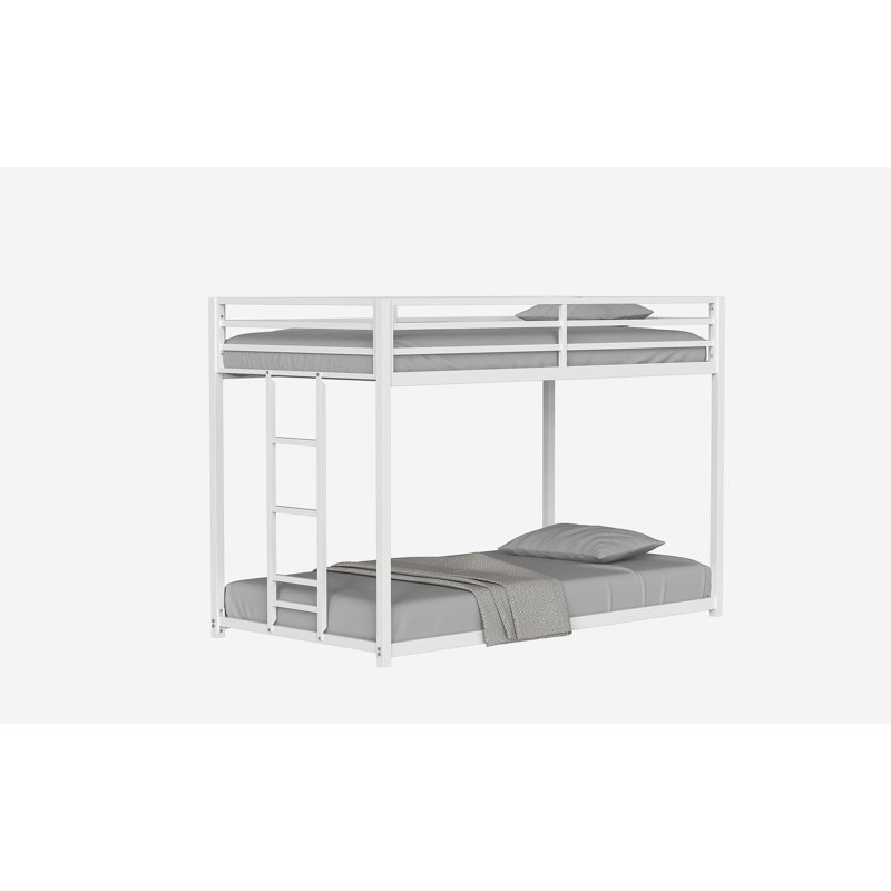 Lit superposé robuste en métal pour enfants et adultes, profil bas et facile à monter avec échelle stable, Twin Over Full
