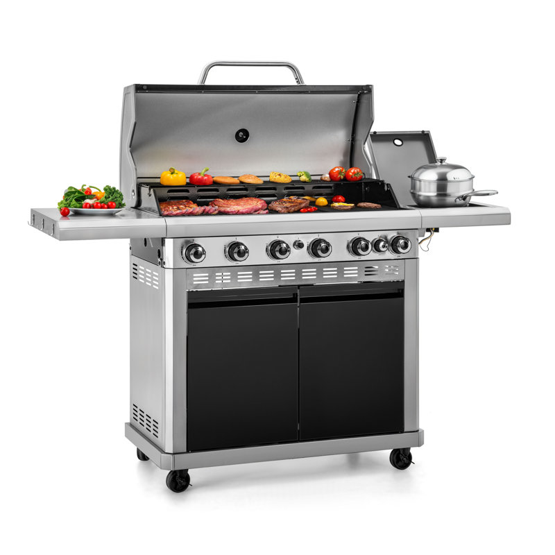 Large 740 Sq.in. Gas Grill With Enameled Body & Built-In Propane Tank