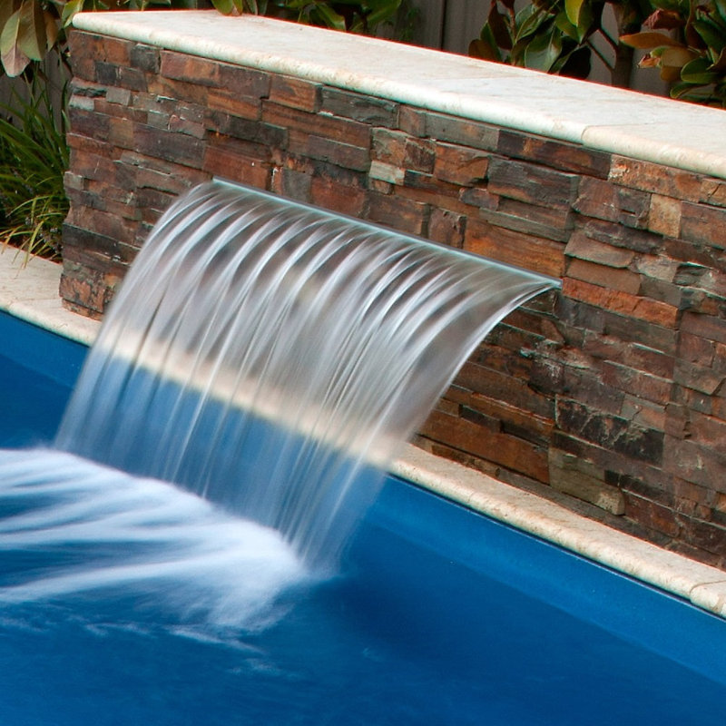 24'' Waterfall Pool Fountain 7 Color LED With Remote Swimming Pool Decor Garden Pond Water Feature for Outdoor