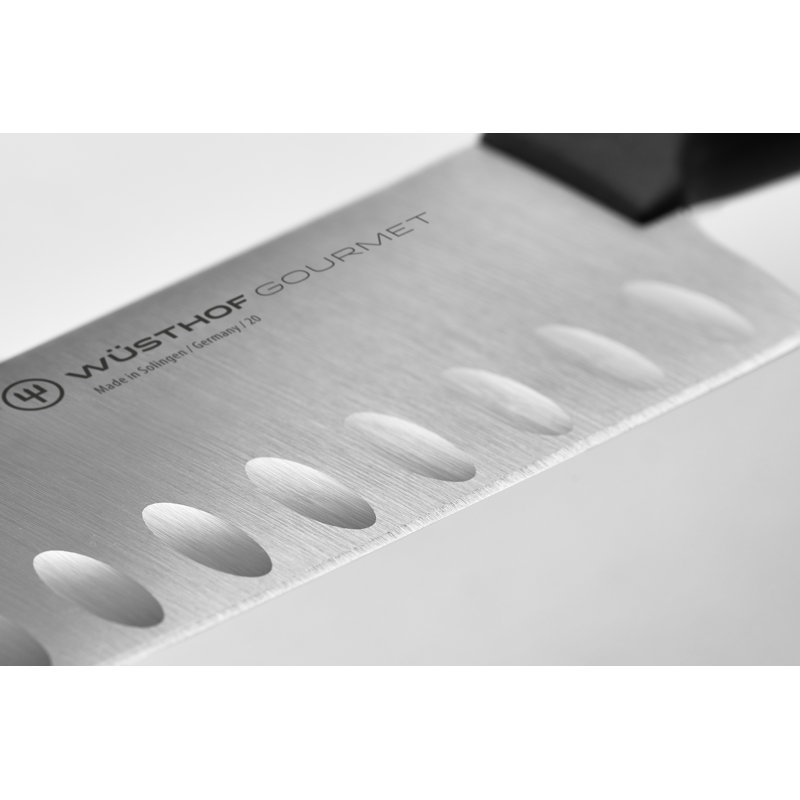 WÜSTHOF Gourmet 5" Hollow Edge Santoku Knife, Black, 5"