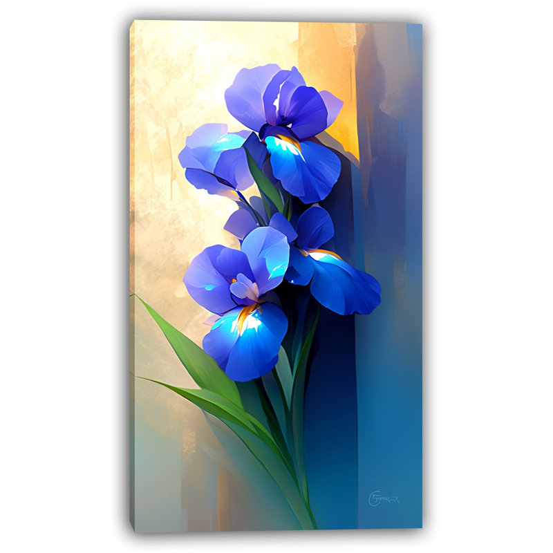 «Blue Iris Abstraction», art mural sur toile à motif floral Iris, H 36 po x l 20 po