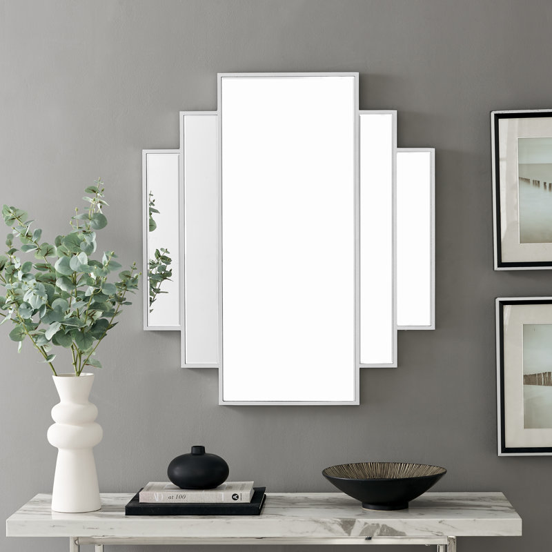 Lecompton Deco 1920S Inspired Silver Statement Wall Mirror, 85.8cm H x 75.4cm W