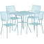 Ensemble de table de patio intérieur / extérieur en acier de qualité commerciale 28 po avec 4 chaises carrées Meranda-24678896