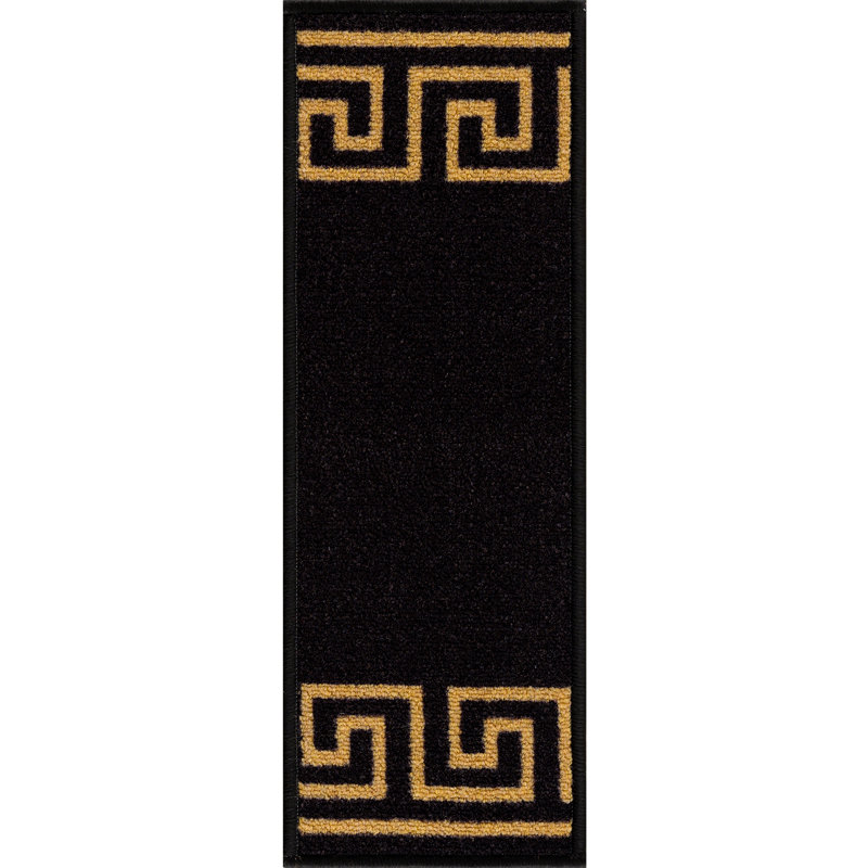 Tapis d'escalier antidérapant Ubaid, Noir / doré, 13