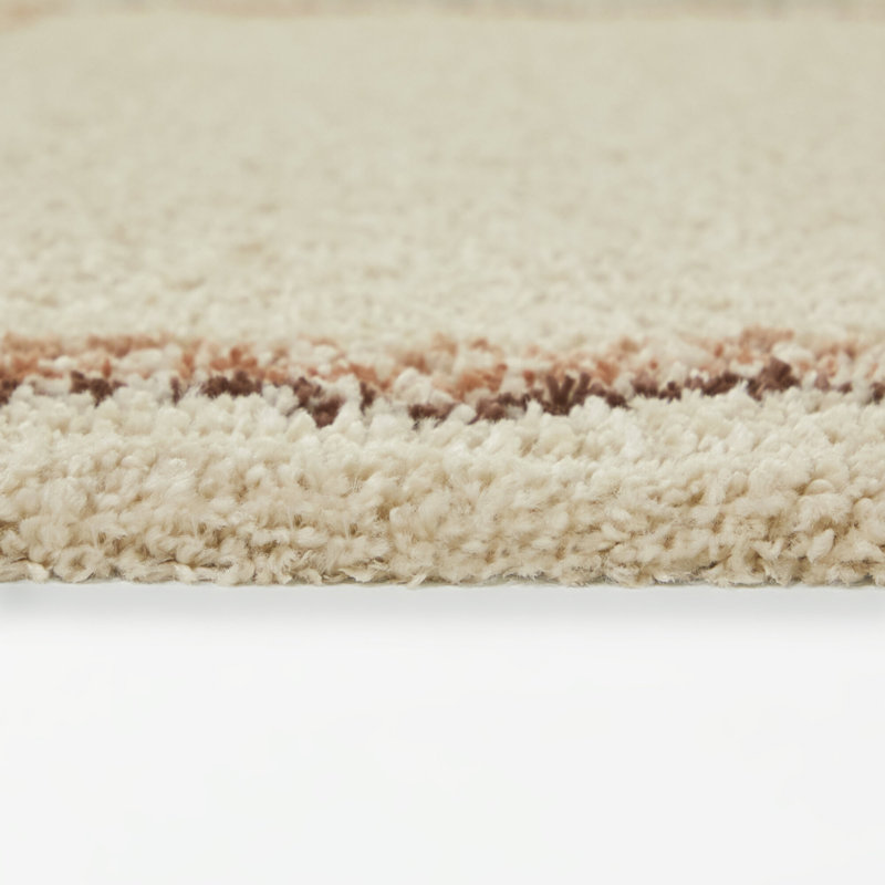 Ashbery Red/Pink Squiggle Border Area Rug, Rectangle 5'3" x 7'