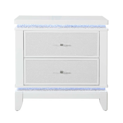 ADALID Nightstand With Glittered Drawer Front, LED Lighting, And Spacious Storage For Elegant Bedroom Decor