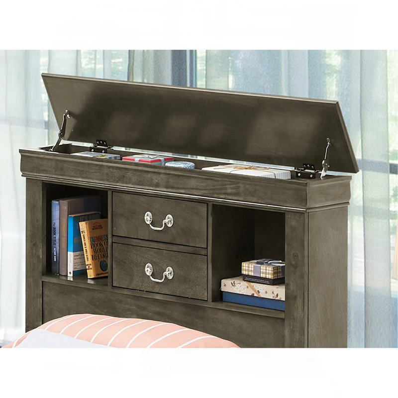 Élégant lit simple avec rangement en gris élégant