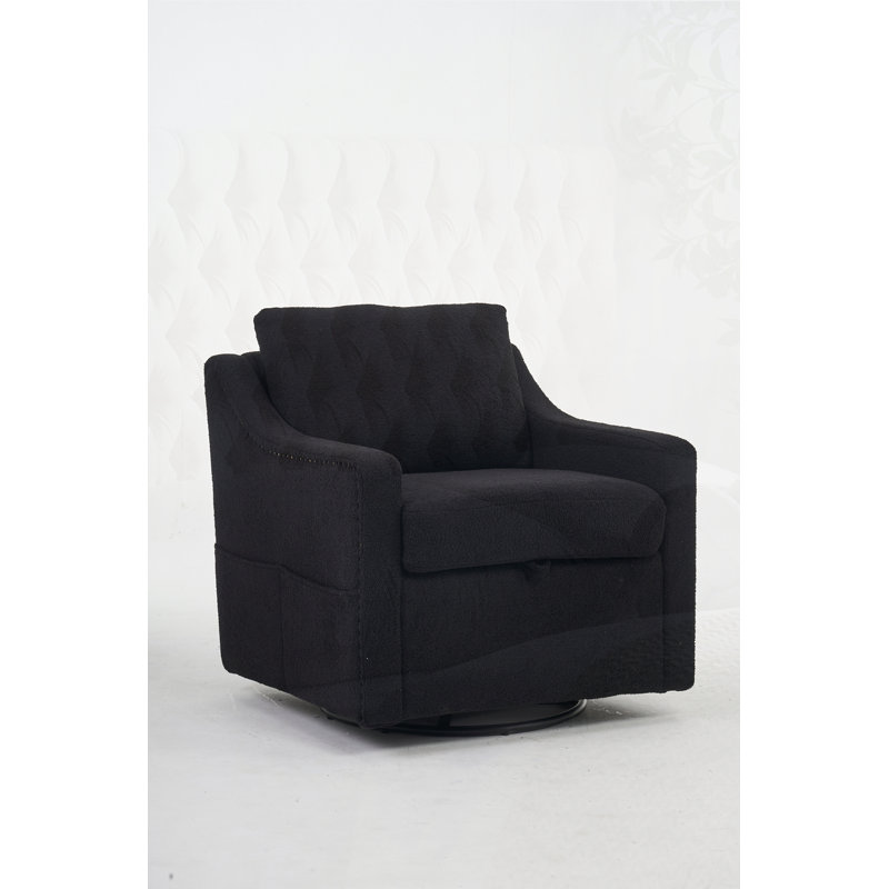 Fauteuil d'appoint pivotant en tissu, Ours en peluche noir