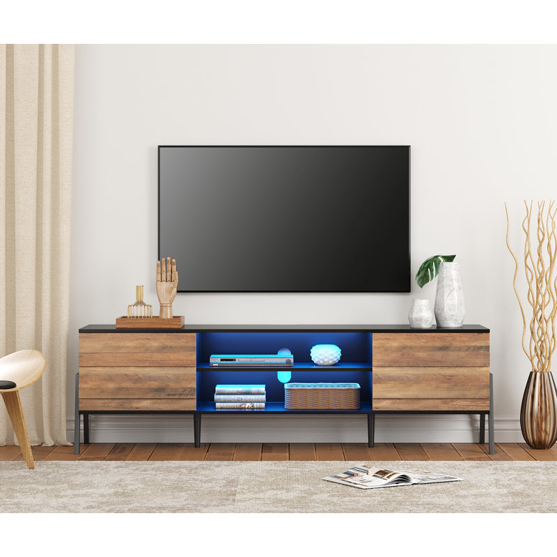 Donalee Unfinished TV Stand for TVs up to 75", Blue
