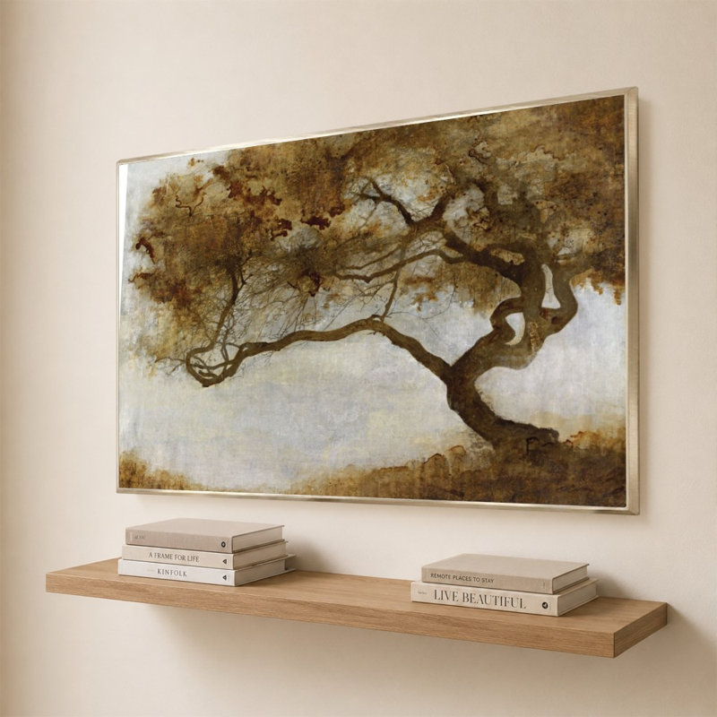 «One Tree» par Carney - Impression sur toile, 44" H x 64" W, Champagne
