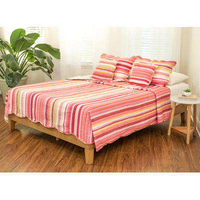 Cotton Blend Striped Quilt