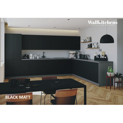 Cuisine complète moderne en panneau de fibres à densité moyenne (panneau de fibres à densité moyenne) gris l 156 x P 127 x WALLKITCHENS FK-REGAL 
