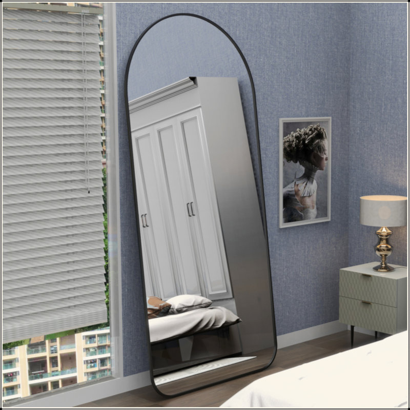 70.8" x 32" Arch Full Length Floor Mirror, HD Silver Glass Leaning Full Body Dressing Mirror with Sleek Metal Frame, Oversized Standing Mirror for Bedroom Bathroom Salon Clothing Store Entryway Living Room