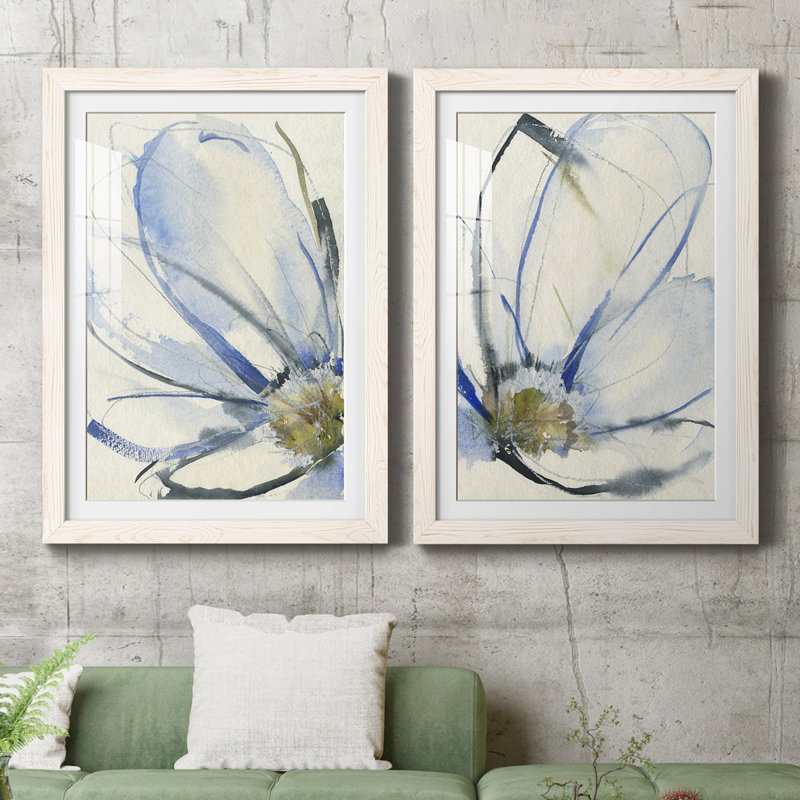 Cobalt & Paynes Petals I encadré mat - prêt à accrocher, Cadre blanc, H 37,5 po x l 55 po x P 1 po