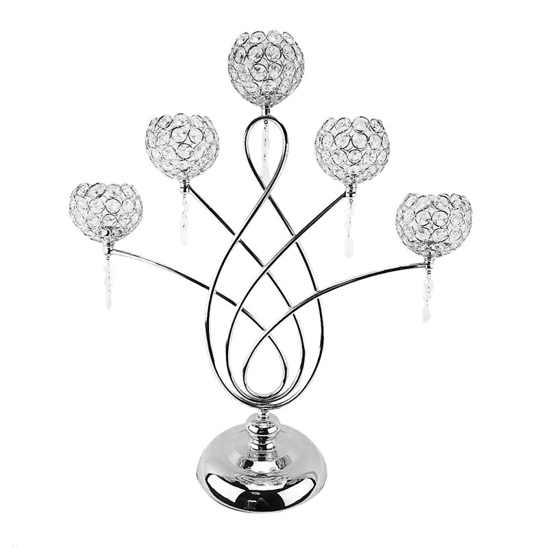 Candélabre en cristal doré à 5 branches Rosdorf Park® - 24,5 po, Argent
