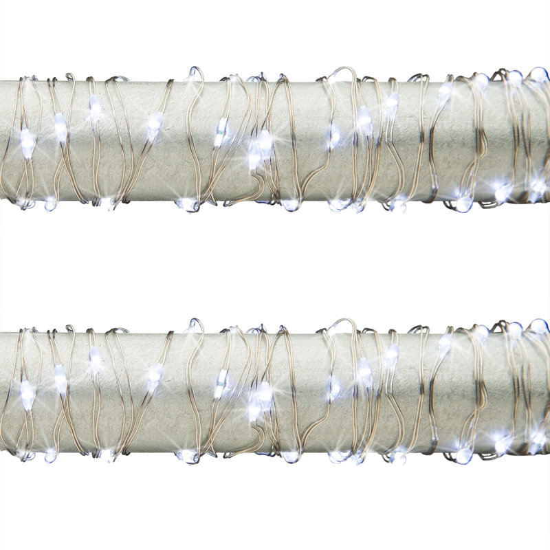 5 Ft Battery Operated Cool White Micro Light Strings On Gold Wire