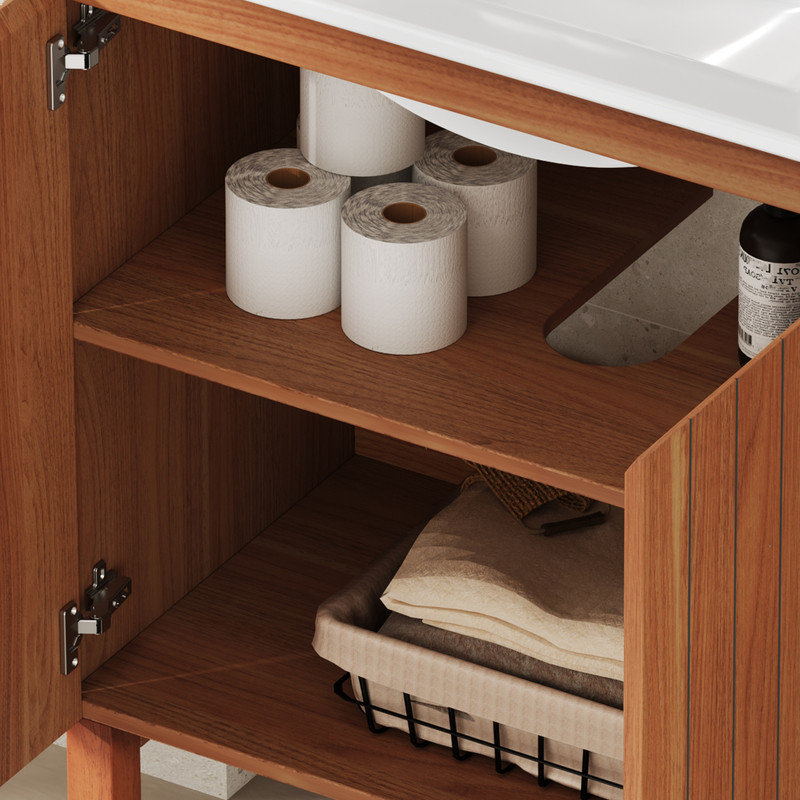 Meuble-lavabo moderne avec lavabo en céramique et grand rangement