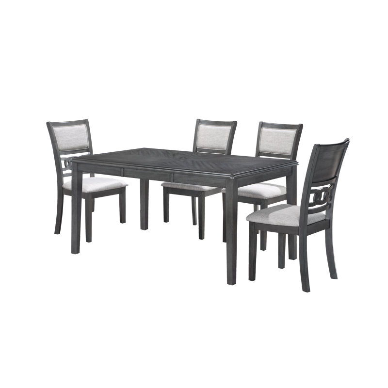 Ensemble de salle à manger rectangulaire L 60 po x l 35,5 po Ziemer, Gris, Tissu gris foncé / gris