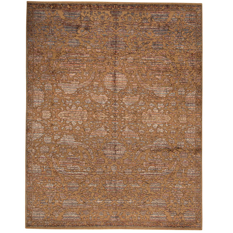 Wool Oriental Area Rug in Camel/Gray
