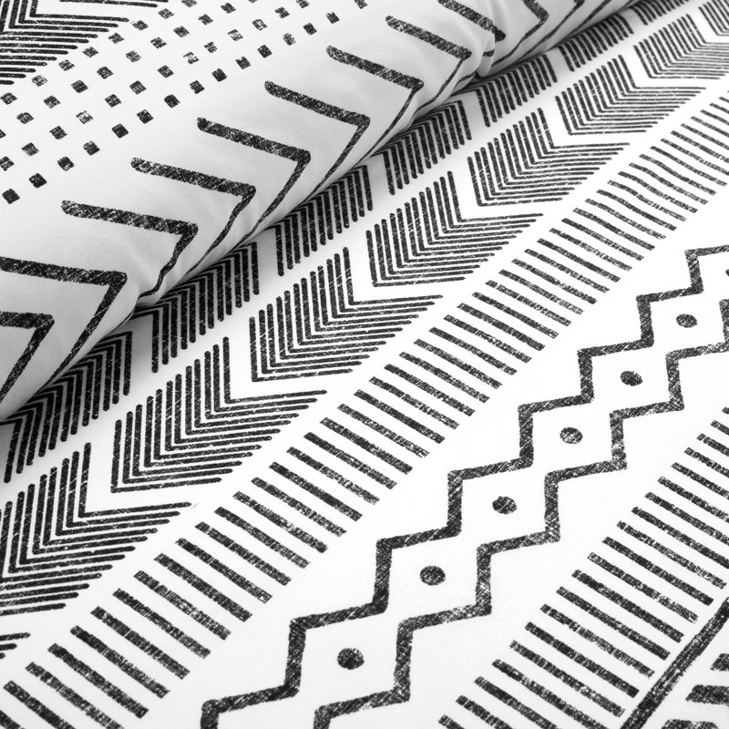 Standard Cotton 460 TC Reversible 3 Piece Duvet Cover Set, Queen Duvet Cover + 2 Standard Shams, Black/White