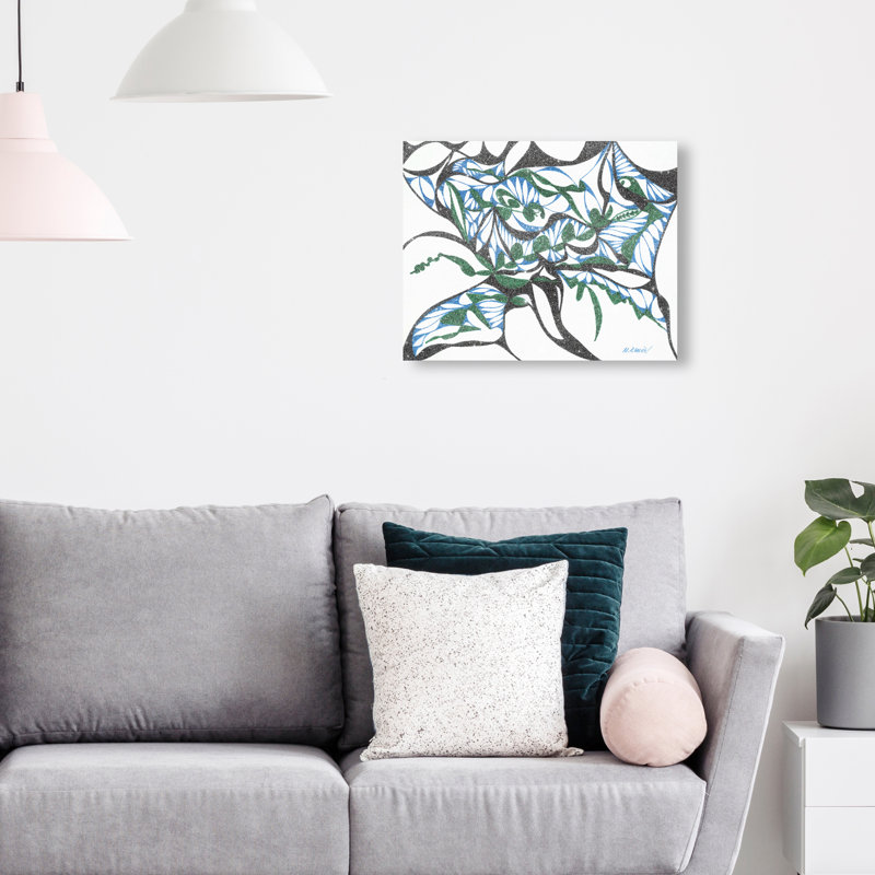 Manuel Roman - Swirling Ferns Canvas Abstract Print by Oliver Gal, Black Frame, 20 x 16, 30"H x 36"W, Gallery Wrapped