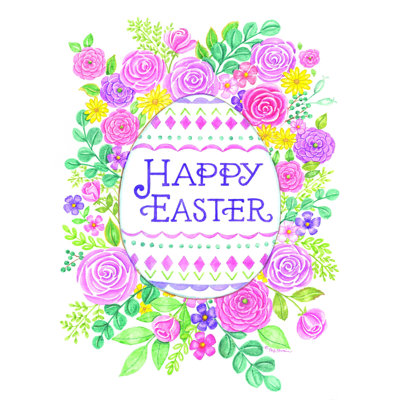 «Happy Easter Floral» par Deb Strain, reproduction sur toile tendue
