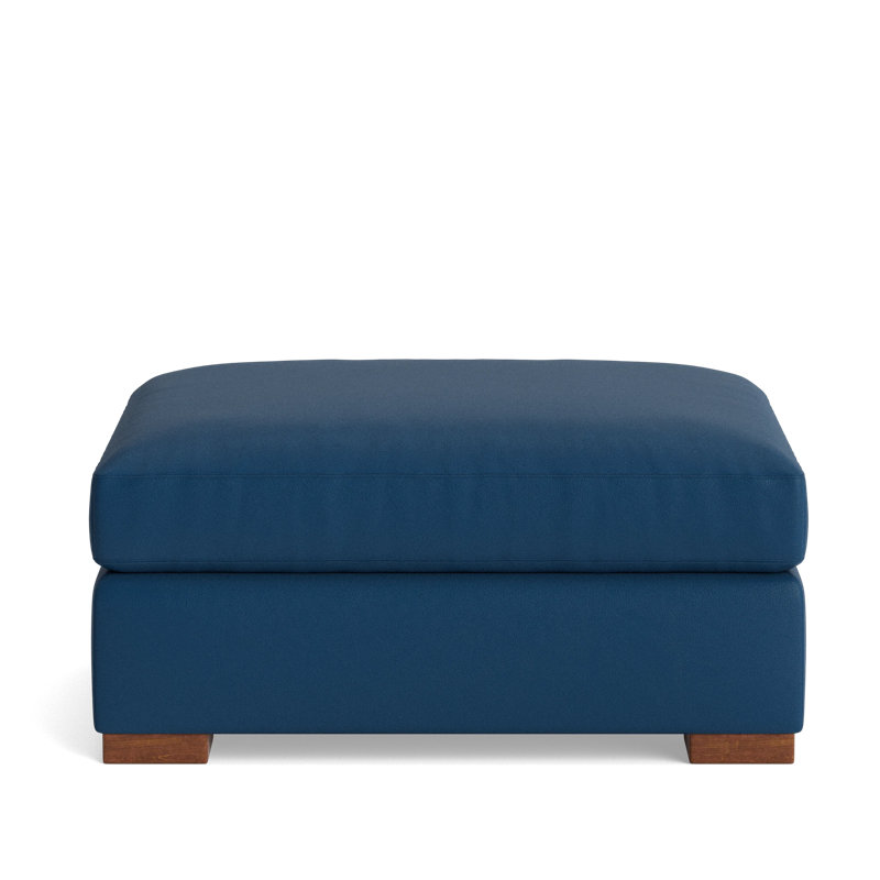 Couch Potato Ottoman, Leather - Deep Blue