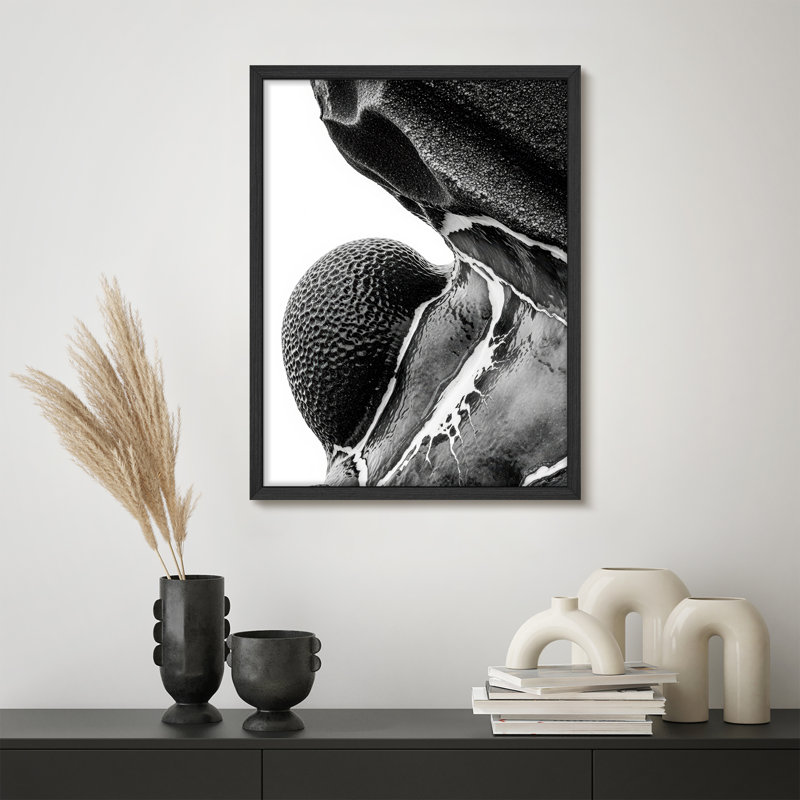Reproduction d'art encadrée abstraite pour décoration intérieure moderne - 12 po x 16 po, Noir, H 16 po x l 12 po