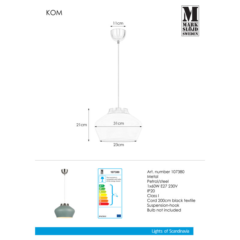 Dowling 1 - Light Dome Pendant, Petrol / Steel