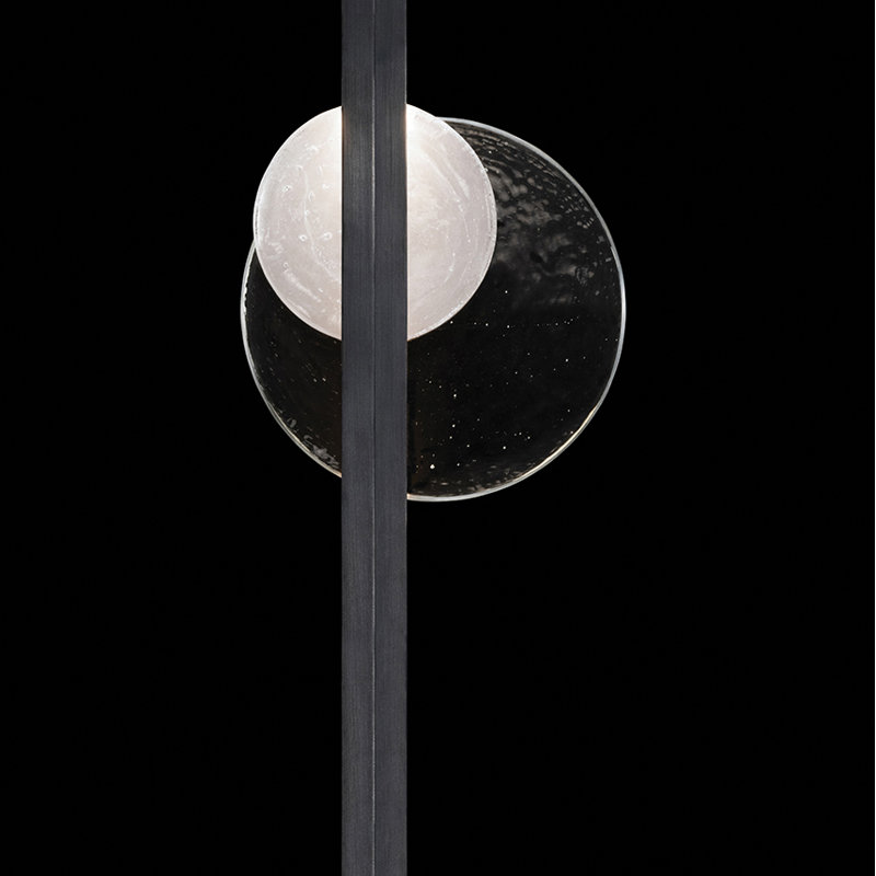 Selene Wrought Iron LED Flush Mounted Sconce, 44" H x 12.75" W x 3.5" D, Black