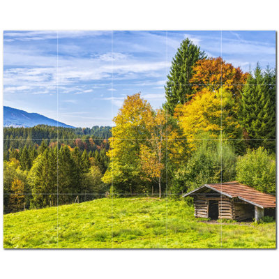 Trees Photo 4.25'' x 4.25'' Satin Ceramic Decorative Mural