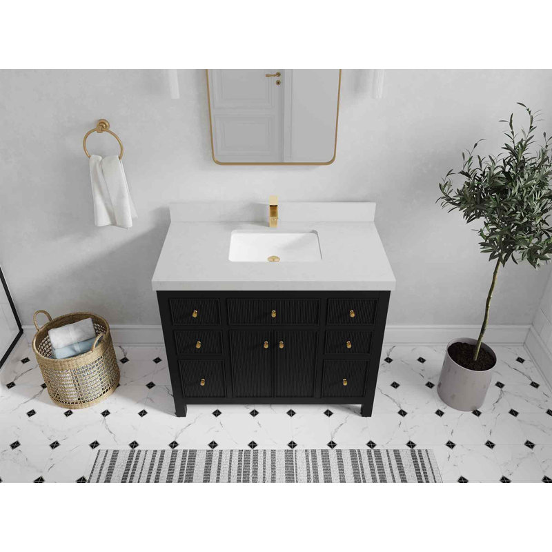 Ensemble de meuble-lavabo simple 42 po Debria, Quartz de Carrare