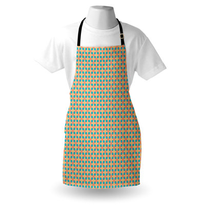 Corrigan Studio® Abstract Apron Unisex Round and Colorful Shapes Adult Size Mustard and Mustard