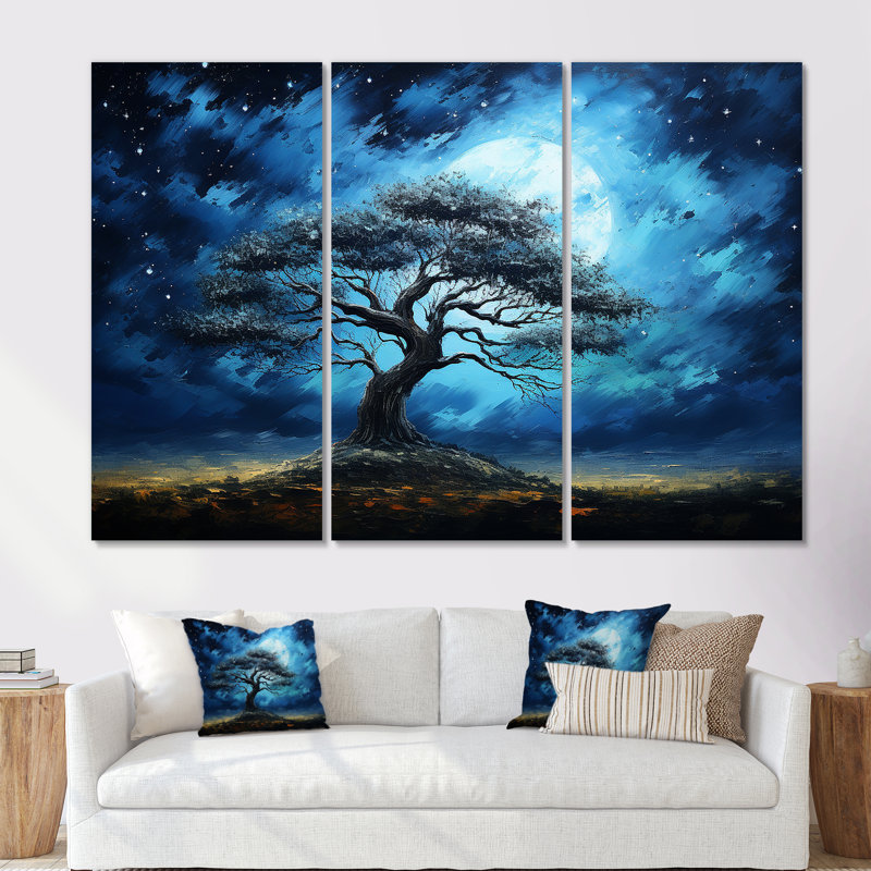 Arbre bleu d'Afrique, Serengeti, art mural 5, Toile tendue, H 32 po x l 48 po x P 1 po