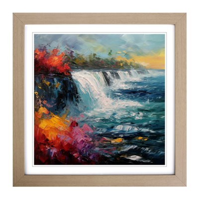 Niagara Falls Palette Knife Painting - Framed Print